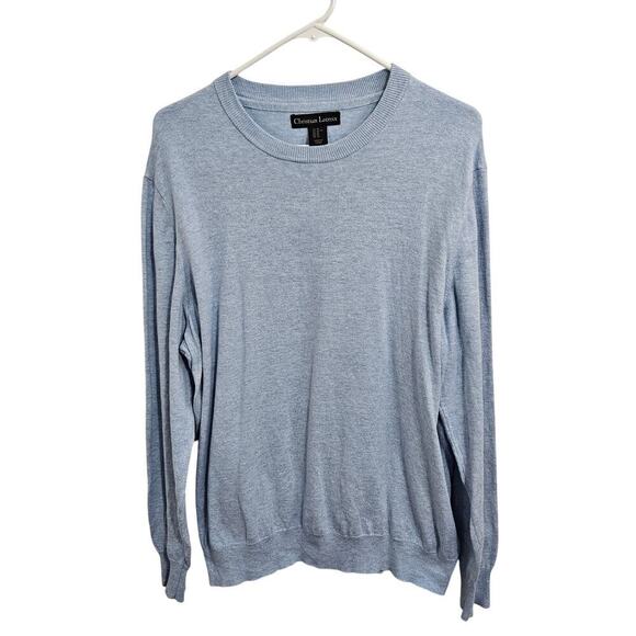 Christian Lacroix Mens Light Blue Sweater Blue Pima Cotton Silk Cashmere Size XL - Picture 2 of 6